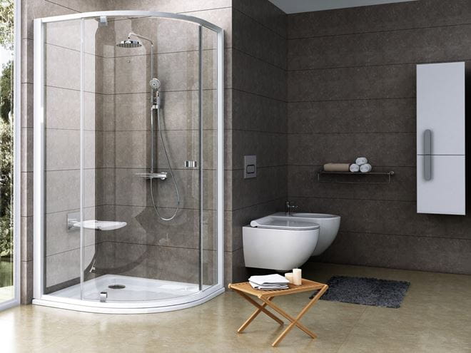 RAVAK PIVOT PSKK3 100 sprchovací kút 100x100 cm, R500, pivotové dvere, biela/chróm/sklo transparent 376AA100Z1 Obrázek - fotka