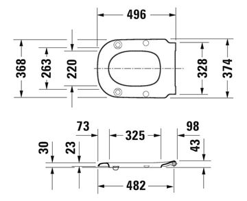 DURAVIT D-CODE VITAL WC sedadlo, bez poklopu 0060910000 Technický nákres
