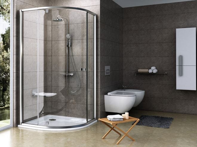 RAVAK PIVOT PSKK3 100 sprchovací kút 100x100 cm, R500, pivotové dvere, satin/sklo transparent 376AAU00Z1 Obrázek - fotka