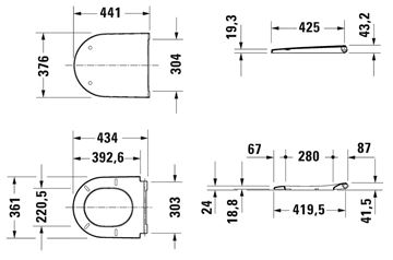 DURAVIT D-NEO WC sedadlo 0021610000 Technický nákres