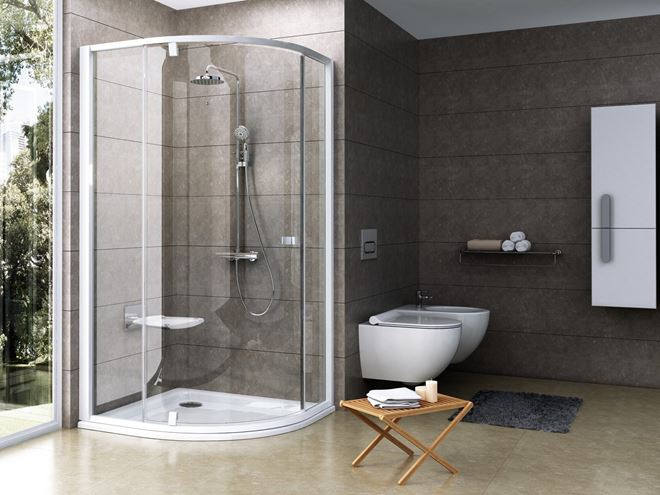 RAVAK PIVOT PSKK3 100 sprchovací kút 100x100 cm, R500, pivotové dvere, biela/sklo transparent 376AA101Z1 Obrázek - fotka