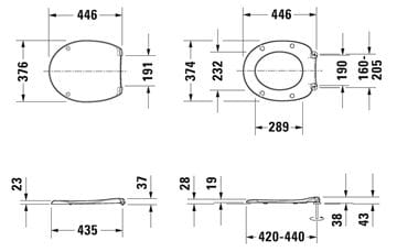 DURAVIT DURAPLUS WC sedadlo 0064200000 Technický nákres