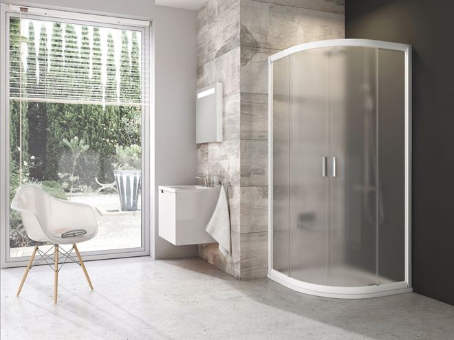 RAVAK BLIX BLCP4 90 sprchovací kút 90x90 cm, R500, posuvné dvere, biela/sklo grape 3B270100ZG Obrázek - fotka