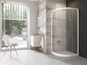 RAVAK BLIX BLCP4 90 sprchovací kút 90x90 cm, R500, posuvné dvere, biela/sklo grape 3B270100ZG Obrázek - fotka