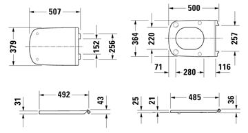 DURAVIT DURASTYLE VITAL WC sedadlo, bezbariérové 0062310000 Technický nákres