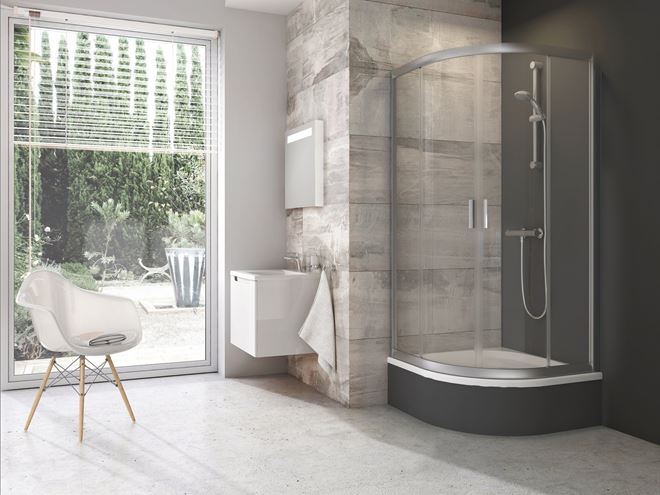 RAVAK BLIX BLCP4 SABINA 90 sprchovací kút 90x90 cm, R500, znížený, posuvné dvere, satin/sklo tranpsarent 3B270U40Z1 Obrázek - fotka