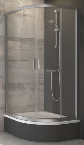 RAVAK BLIX BLCP4 SABINA 90 sprchovací kút 90x90 cm, R500, znížený, posuvné dvere, satin/sklo tranpsarent 3B270U40Z1 Obrázek - Hlavní obrázek