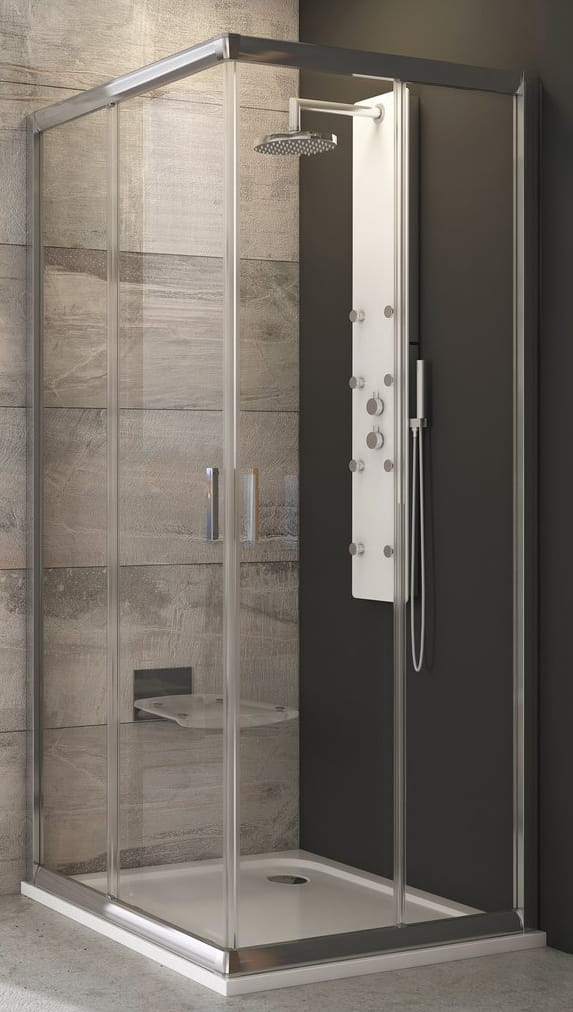RAVAK BLIX BLRV2 90 sprchový kút 90x90 cm, rohový vstup, posuvné dvere, lesk/sklo transparent