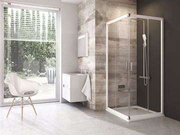 RAVAK BLIX BLRV2 90 sprchový kút 90x90 cm, rohový vstup, posuvné dvere, biela/sklo transparent 1LV70100Z1 Obrázek - fotka