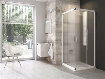 RAVAK BLIX BLRV2-80 sprchový kút 80x80 cm, rohový vstup, posuvné dvere, biela/sklo grape 1LV40100ZG Obrázek - fotka