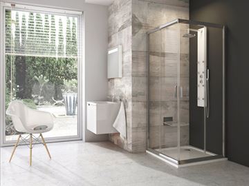 RAVAK BLIX BLRV2-80 sprchový kút 80x80 cm, rohový vstup, posuvné dvere, lesk/sklo transparent 1LV40C00Z1 Obrázek - fotka
