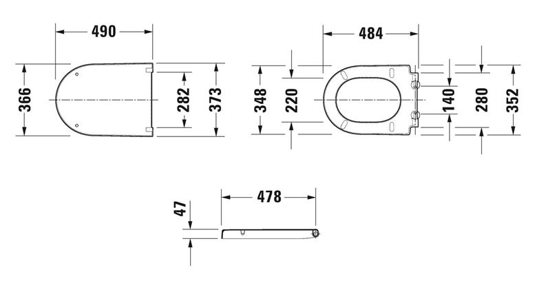 DURAVIT DARLING NEW WC sedadlo, Soft-Close, lesklá biela 0063390000 Technický nákres