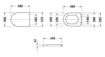 DURAVIT DARLING NEW WC sedadlo, Soft-Close, lesklá biela 0063390000 Technický nákres