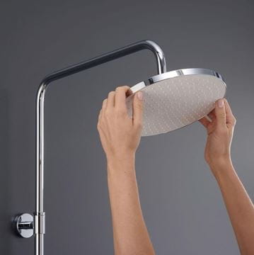 DURAVIT sprchový set s termostatickou batériou, horná sprcha, ručná sprcha s 3 prúdmi, teleskopická tyč, hadica, MinusFlow, chróm/biela TH4382008005 Obrázek - fotka