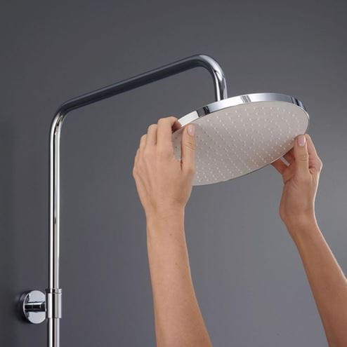 DURAVIT sprchový set s termostatickou batériou, horná sprcha, ručná sprcha s 3 prúdmi, teleskopická tyč, hadica, MinusFlow, chróm/biela TH4382008005 Obrázek - fotka