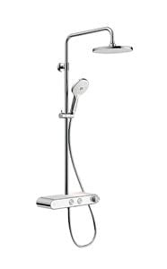 DURAVIT sprchový set s termostatickou batériou, horná sprcha, ručná sprcha s 3 prúdmi, teleskopická tyč, hadica, MinusFlow, chróm/biela