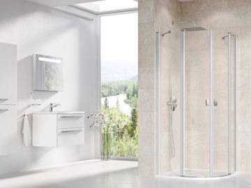 RAVAK CHROME CSKK4 90 sprchovací kút 90x90 cm, R500, krídlové dvere, satin/sklo transparent 3Q170U00Z1 Obrázek - fotka