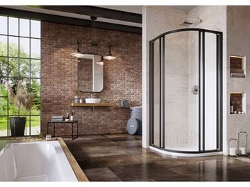 RAVAK SUPERNOVA SKCP4 80 sprchovací kút 80x80 cm, R500, posuvné dvere, čierna / sklo transparent 3114O302Z1 Obrázek - fotka