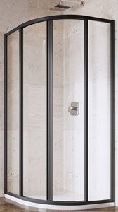 RAVAK SUPERNOVA SKCP4 80 sprchovací kút 80x80 cm, R500, posuvné dvere, čierna / sklo transparent