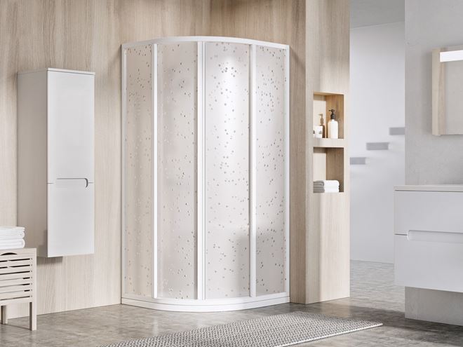RAVAK SUPERNOVA SKCP4 90 sprchovací kút 90x90 cm, R500, posuvné dvere, biela/plast pearl 3117O10211 Obrázek - fotka