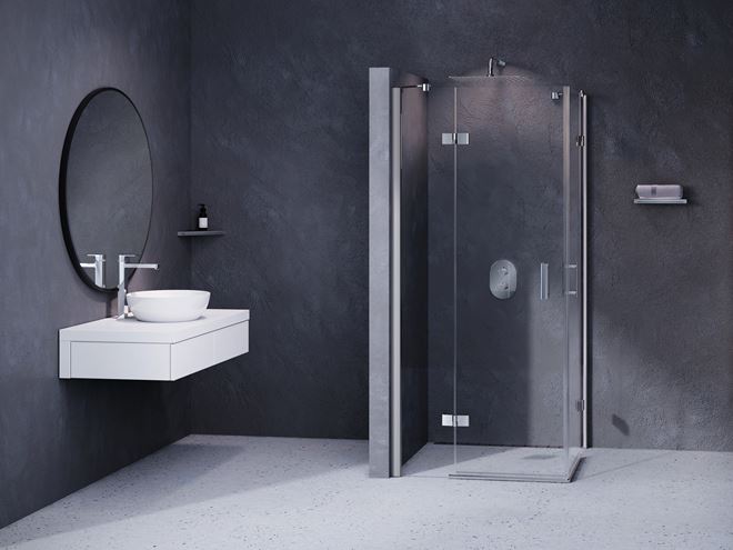 RAVAK SMARTLINE SMSRV4 80 sprchový kút 80x80 cm, rohový vstup, krídlové dvere, chróm/sklo transparent 1SV44A00Z1 Obrázek - fotka