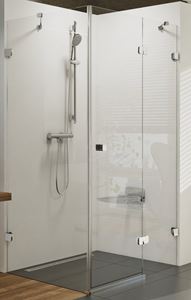RAVAK BRILLIANT BSDPS 100R sprchový kút 100x100 cm, vstup spredu, krídlové dvere, pravý, chróm / sklo transparent