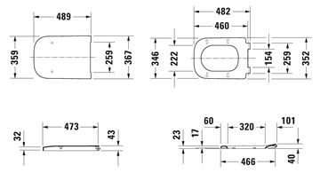 DURAVIT HAPPY D.2 WC sedadlo 0064610000 Technický nákres