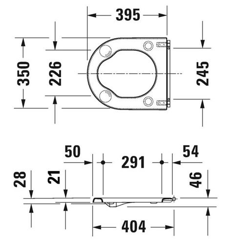 DURAVIT STARCK 3 VITAL WC sedadlo, bez poklopu, lesklá biela 0062610000 Technický nákres