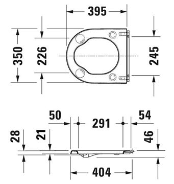 DURAVIT STARCK 3 VITAL WC sedadlo, bez poklopu, lesklá biela 0062610000 Technický nákres