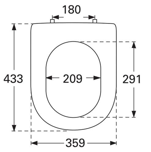 VILLEROY & BOCH SUBWAY 2.0 WC sedadlo, alpská biela 9M68Q101 Technický nákres