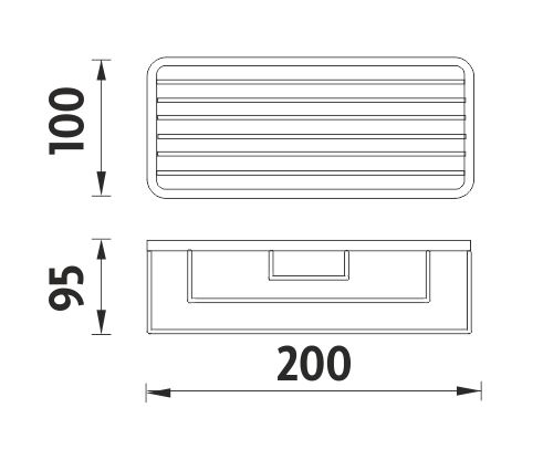 NIMCO BOND drôtená polica 200 mm, nástenná, chróm BO 312N-26 Technický nákres