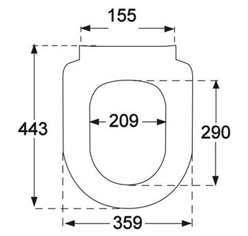 VILLEROY & BOCH VICARE WC sedadlo, alpská biela 9M51B101 Technický nákres