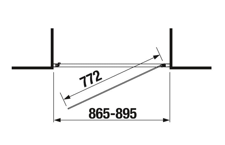 JIKA NION sprchové dvere 90x195 cm, pivotové, lesklý hliník/sklo číre H2542N20026681 Technický nákres