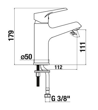 JIKA CUBE umývadlová stojanková batéria, chróm H3111W10041101 Technický nákres