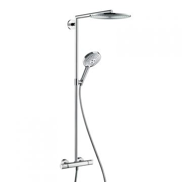 HANSGROHE RAINDANCE S SHOWEPIPE sprchový set s termostatickou batériou, horná sprcha, ručná sprcha s 3 prúdmi, tyč, hadica, chróm