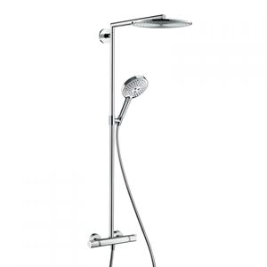 HANSGROHE RAINDANCE S SHOWEPIPE sprchový set s termostatickou batériou, horná sprcha, ručná sprcha s 3 prúdmi, tyč, hadica, chróm