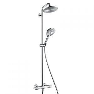 HANSGROHE RAINDANCE S SHOWERPIPE sprchový set s termostatickou batériou, horná sprcha, ručná sprcha s 3 prúdmi, tyč, hadica, chróm