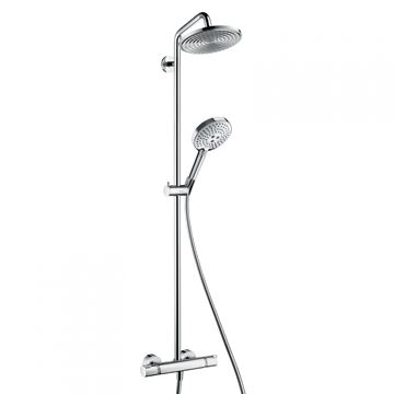 HANSGROHE RAINDANCE S SHOWERPIPE sprchový set s termostatickou batériou, horná sprcha, ručná sprcha s 3 prúdmi, tyč, hadica, chróm