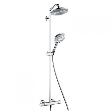HANSGROHE RAINDANCE S SHOWERPIPE sprchový set s termostatickou batériou, horná sprcha, ručná sprcha s 3 prúdmi, tyč, hadica, EcoSmart, chróm