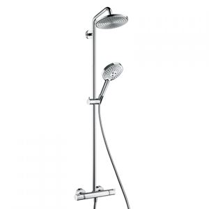 HANSGROHE RAINDANCE S SHOWERPIPE sprchový set s termostatickou batériou, horná sprcha, ručná sprcha s 3 prúdmi, tyč, hadica, EcoSmart, chróm
