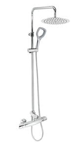 NOVASERVIS METALIA ECO+ sprchový set s termostatickou batériou, horná sprcha, ručná sprcha, teleskopická tyč, hadica, chróm