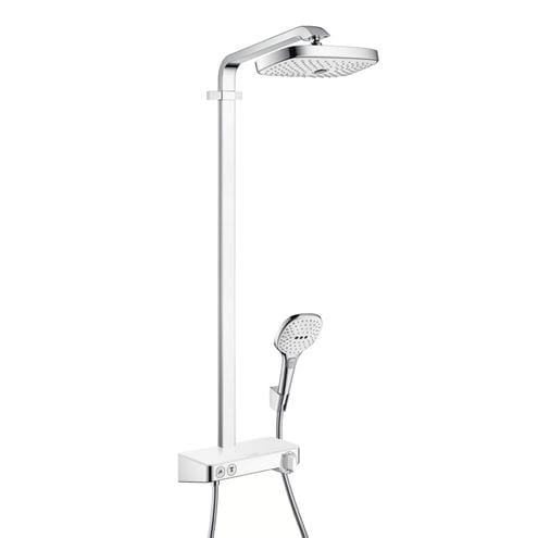 HANSGROHE RAINDANCE SELECT E SHOWERPIPE 300 sprchový set s termostatickou batériou, horná sprcha, ručná sprcha s 3 prúdmi, tyč, hadica, držiak, biela/chróm 27126400 Obrázek - Hlavní obrázek