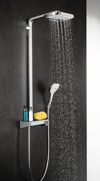 HANSGROHE RAINDANCE SELECT E SHOWEPIPE 300 sprchový set s termostatickou batériou, horná sprcha, ručná sprcha s 3 prúdmi, tyč, hadica, držiak, chróm 27127000 Obrázek - fotka
