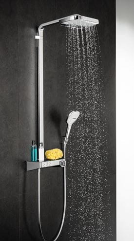 HANSGROHE RAINDANCE SELECT E SHOWEPIPE 300 sprchový set s termostatickou batériou, horná sprcha, ručná sprcha s 3 prúdmi, tyč, hadica, držiak, chróm 27127000 Obrázek - fotka