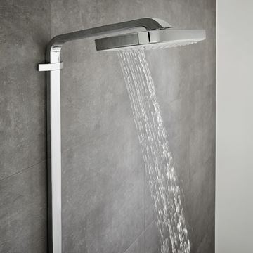 HANSGROHE RAINDANCE SELECT E SHOWERPIPE 300 sprchový set s termostatickou batériou, horná sprcha, ručná sprcha s 3 prúdmi, tyč, hadica, držiak, biela/chróm 27127400 Obrázek - fotka