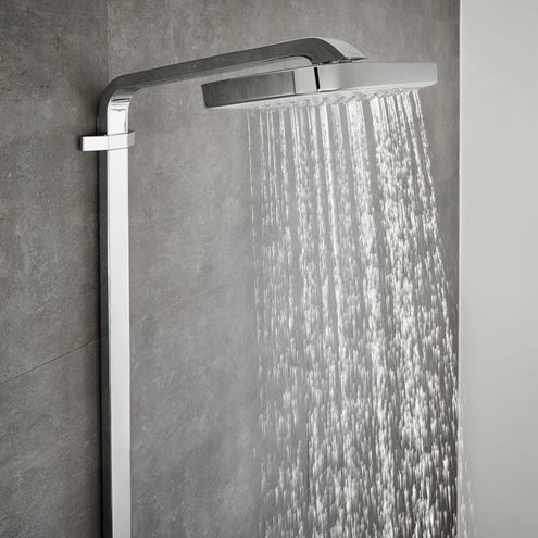 HANSGROHE RAINDANCE SELECT E SHOWERPIPE 300 sprchový set s termostatickou batériou, horná sprcha, ručná sprcha s 3 prúdmi, tyč, hadica, držiak, biela/chróm 27127400 Obrázek - fotka