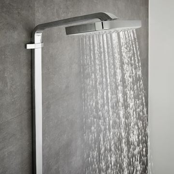 HANSGROHE RAINDANCE SELECT E SHOWERPIPE 300 sprchový set s termostatickou batériou, horná sprcha, ručná sprcha s 3 prúdmi, tyč, hadica, držiak, biela/chróm 27127400 Obrázek - fotka
