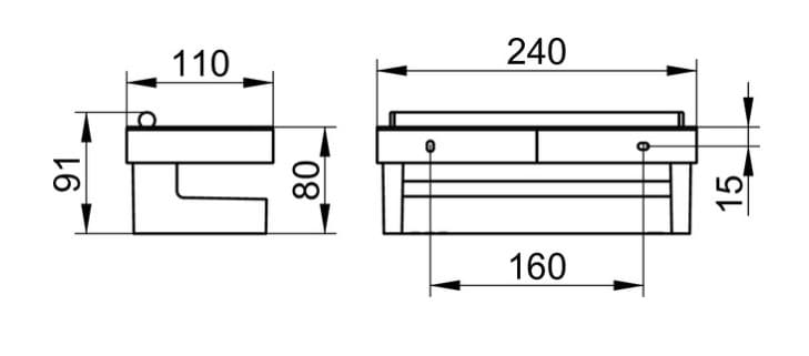 KEUCO MOLL polica 240 mm, so stierkou, nástenná, chróm/biela 12759010000 Technický nákres