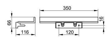 KEUCO REVA polica 350 mm, nástenná, biela 12858510000 Technický nákres