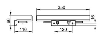 KEUCO REVA polica 350 mm, so stierkou, nástenná, čierna 12859510000 Technický nákres